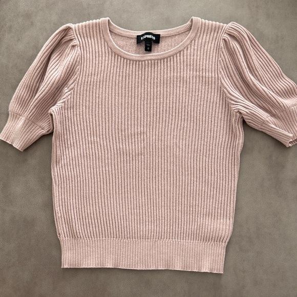 Express Blush Ribbed Knit Top - Picture 2 of 5